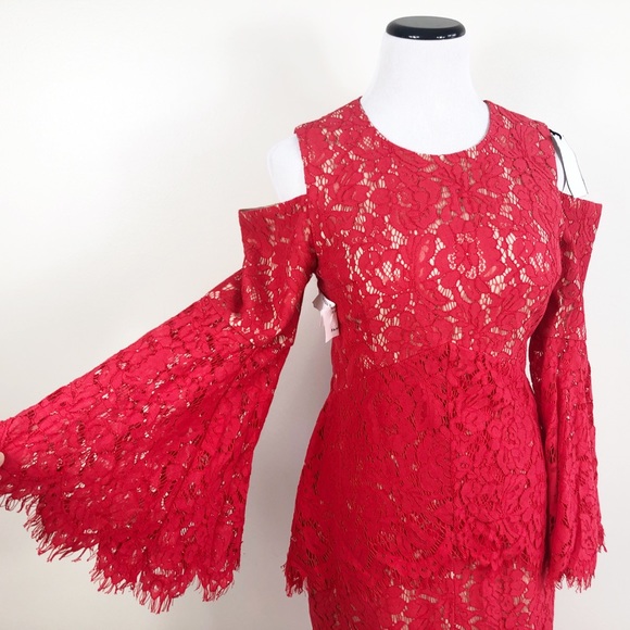 NWT Fame And Partners Lace Shoulder Dress - Picture 3 of 7